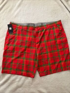 Hreski Red Plaid Men’s Golf Shorts